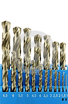 Set of hardened steel metal drill bits