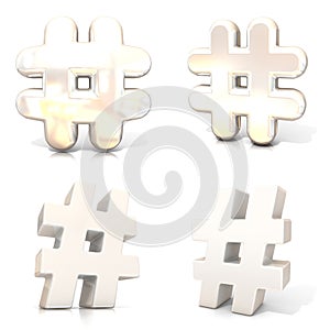 Set of hashtags, number marks