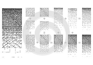 Set of Hatching gradient texture