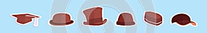 Set of hats cartoon icon design template with various models. vector illustration isolated on blue background
