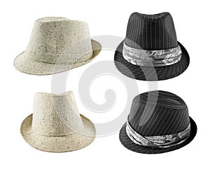 Set of hats on white