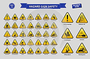 Set of hazard sign safety photo