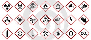 Set of hazard warning signs. Caution danger Symbol, vector illustration, isolated icon set