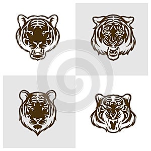 Set of Head Tiger vector illustration design. Head Tiger logo design Template