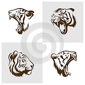 Set of Head Tiger vector illustration design. Head Tiger logo design Template