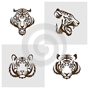 Set of Head Tiger vector illustration design. Head Tiger logo design Template