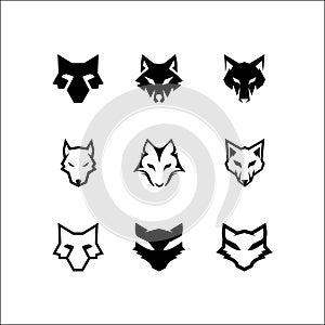 Set of head wolf logo vector illustration