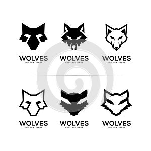Set of head wolf logo vector illustration