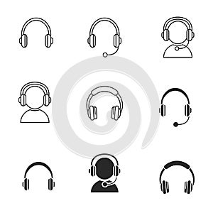 Set of headphone icons in different style