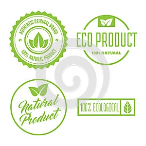 Vector health and beauty care logos or labels. Tags and elements set for organic cosmetics, natural products. photo