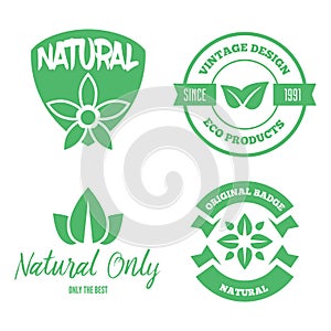 Vector health and beauty care logos or labels. Tags and elements set for organic cosmetics, natural products. photo