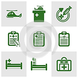 Set of Health Medical icon logo design vector. cardiology wave monitor report blank icon. Antibiotic icons. Patient Medical Record