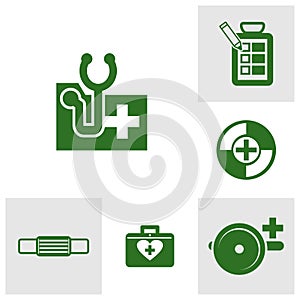 Set of Health Medical icon logo design vector. cardiology wave monitor report blank icon. Antibiotic icons. Patient Medical Record