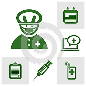 Set of Health Medical icon logo design vector. cardiology wave monitor report blank icon. Antibiotic icons. Patient Medical Record