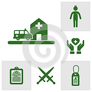 Set of Health Medical icon logo design vector. cardiology wave monitor report blank icon. Antibiotic icons. Patient Medical Record