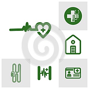 Set of Health Medical icon logo design vector. cardiology wave monitor report blank icon. Antibiotic icons. Patient Medical Record