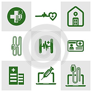 Set of Health Medical icon logo design vector. cardiology wave monitor report blank icon. Antibiotic icons. Patient Medical Record