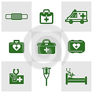 Set of Health Medical icon logo design vector. cardiology wave monitor report blank icon. Antibiotic icons. Patient Medical Record