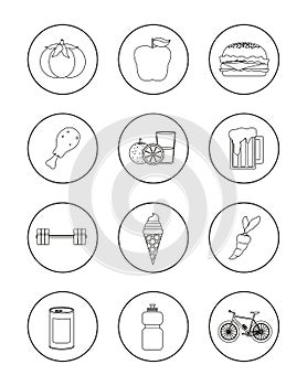 Set of healthy and unhealthy habits icons