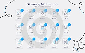 Set of Heart beat, Elevator and Dont touch line icons for web app. Pictogram icon. Vector