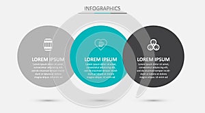 Set Heart with glass of beer, Wooden barrel and . Business infographic template. Vector