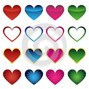 Set of heart icons