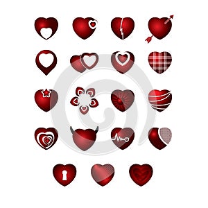 Set of heart icons. Vector illustration decorative design