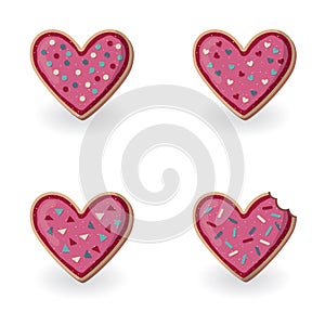 Set of heart shape cookies isolated. Valentine day