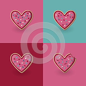 Set of heart shape cookies. Valentine day concept