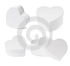 Set of heart shaped gift boxes with clipping path