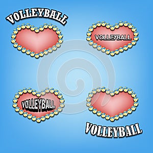 Set heart of volleyball