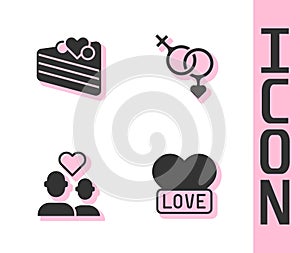 Set Heart, Wedding cake, Lover couple and Gender icon. Vector