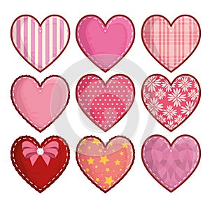 Set hearts decoration and symbol of romance