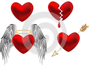 Set of hearts design
