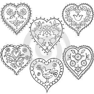 Set Hearts design Hand drawn