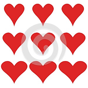Set hearts of elegant shape, vector heart symbol of love on Valentines day, valentine gift on Valentines day