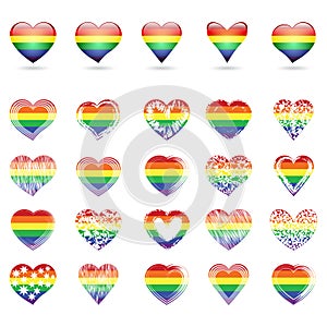 Set of hearts with rainbow colors photo