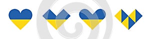 Set of hearts Ukraine. National Flag vector icon illustration abstract design. Vector illustration