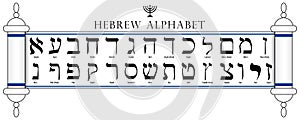 Set of Hebrew Alphabet written in the Torah on white background