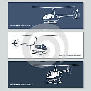 Set of helicopter silhouettes