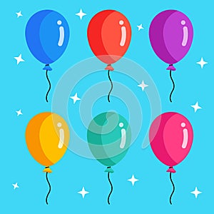 Set of helium balloons flying balloons