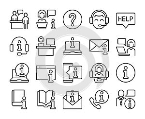 Set of Help Desk Line Icons. Vector Illustration. Editable Stroke, 64x64 Pixel Perfect.