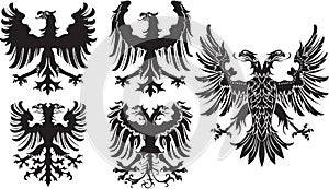 Set of heraldic black eagles. Vector illustration