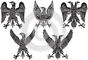 Set of heraldic black eagles. Vector illustration photo