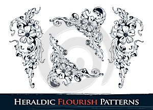 Set of heraldic flourish patterns