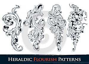 Set of heraldic flourish patterns