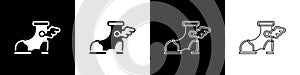 Set Hermes sandal icon isolated on black and white background. Ancient greek god Hermes. Running shoe with wings. Vector