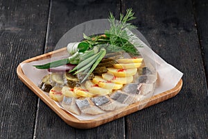 Set of herring appetizer platter