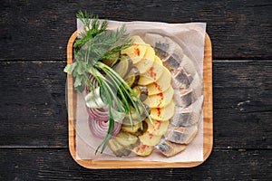 Set of herring appetizer platter