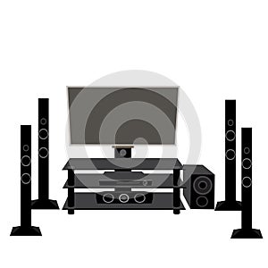 Set of HI-FI consumer electronics: TV and audio equipment 5.1